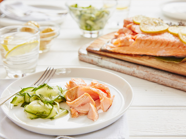 HOT SMOKED SALMON WITH PICKLED CUCUMBER | Chesneys