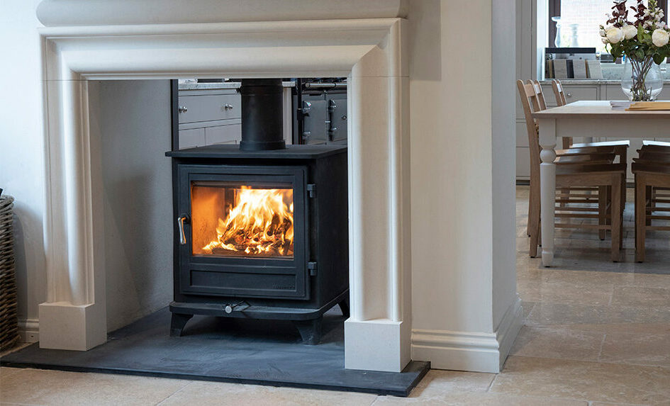 Salisbury Double sided wood burner inside living room